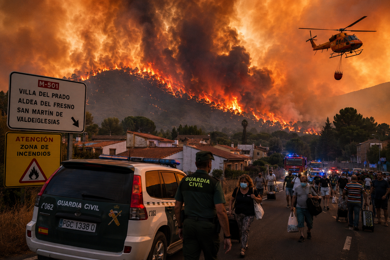Spania, sufocată de incendii: mii de oameni evacuați și peste 114.000 de hectare mistuite de flăcări